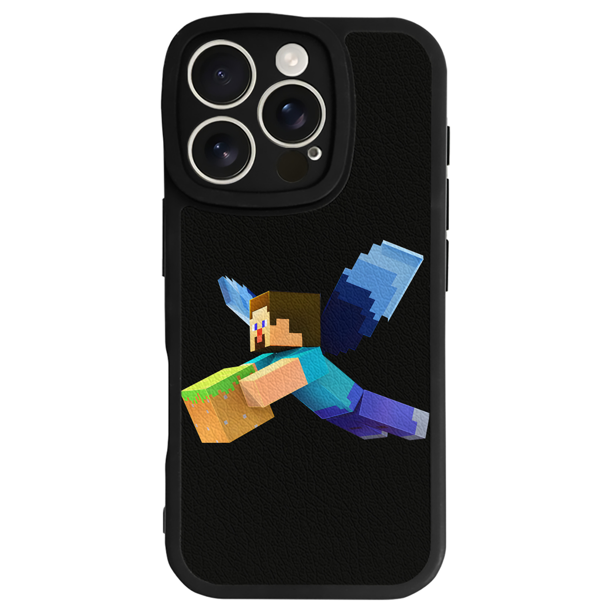 （画像用） マインクラフト ブロックの世界 Minecraft MC Block world 【iPhone 16シリーズ対応】シリコンスマホケース（レザー調） 材質：シリコン